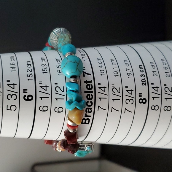 Turquoise Amber Gemstone Cross Bracelet - Picture 4 of 4